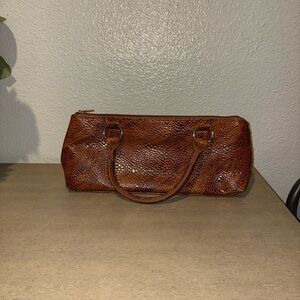 Elegant Brown Textured Women's Handbag Lunch bag Wine Bag Luxury Animal Skin